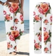 thumbnail image 2 of Durtebeua Women Casual High Waist Jogger Pants Loose Straight Leg Trousers Overalls Pink, 2 of 6