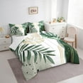 thumbnail image 3 of Manfei Abstract Geometric Stripes 7-Piece Twin Bedding Sets,Tropical Plant Monstera Bedding Comforter Set,Green White Black Sheet Sets For Girls Boys,Microfiber Bedroom Decor Reversible, 3 of 8