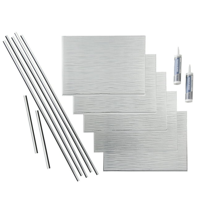 FASÄDE Ripple Decorative Vinyl Backsplash 15 sq ft Kit in Brushed Aluminum