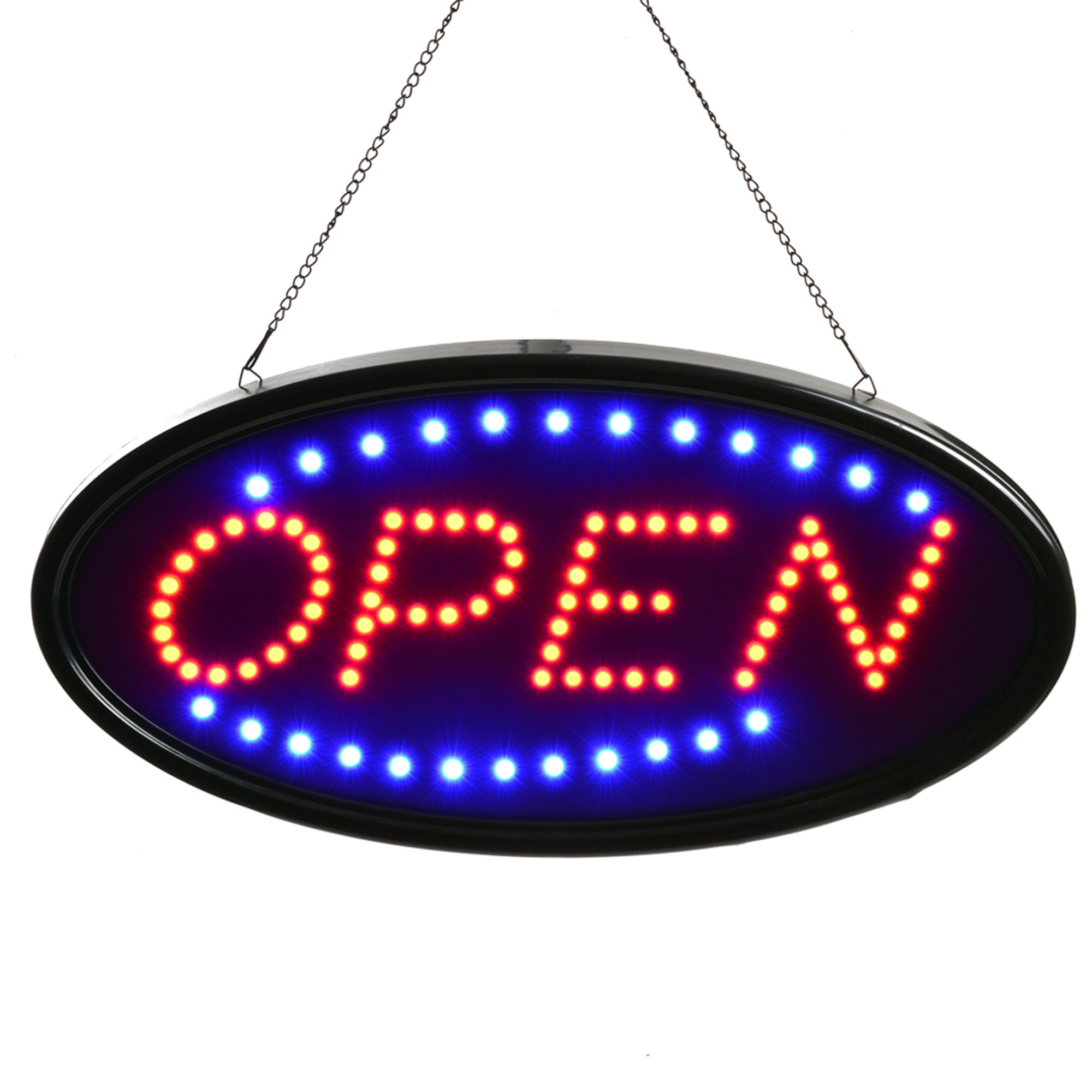 Flashing open with smiling face led new window sign 