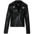 thumbnail image 2 of Women's Cuce Black Las Vegas Raiders Vegan Leather Full-Zip Moto Jacket with Rhinestones, 2 of 4