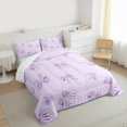 thumbnail image 3 of Feelyou Cartoon Cute Bow Full Size Comforter Sets for Kid, Purple Princess Ribbon Bedding Comforter Set, Stripes Geometric Reversible Bedding Sets, Ultra Soft Home Decor, 3pcs, 3 of 8