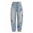 thumbnail image 7 of Axiiglly Barrel Jeans Women Boho Baggy Mid Rise Wide Leg Casual Vintage Jeans Boyfriend Streetwear Denim Pants, S-2XL, 7 of 7