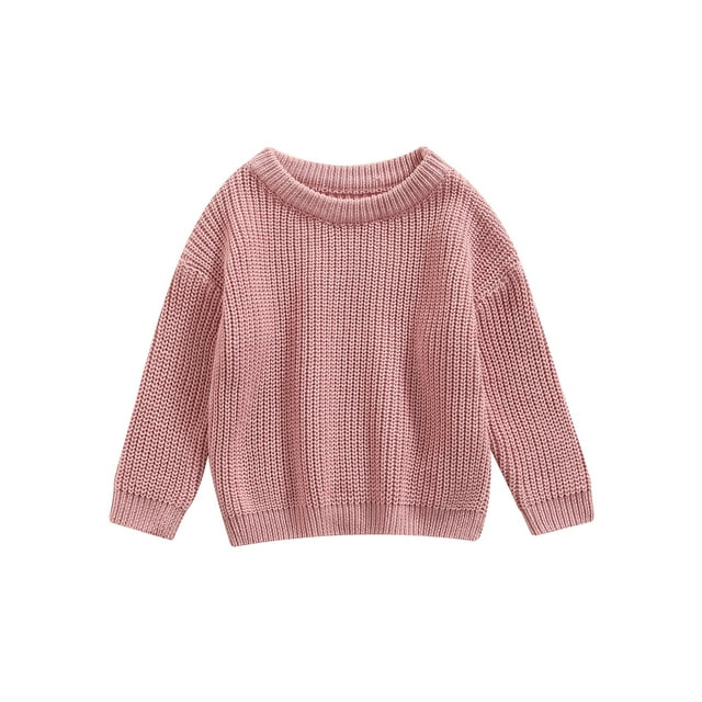 Faithtur Chandail Tricoté Automne Hiver pour Bébés Filles Garçons Couleur Unie Manches Longues Col Rond