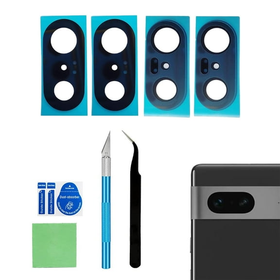 2 Set Back Rear Camera Lens Glass Replacement for Google Pixel 7 with pre-Installed Adhesive and Reparing Toolkit