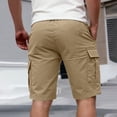 thumbnail image 4 of Domuza Cargo Shorts for Men Drawstring Stretch Elastic Waist Summer Casual Work Short with Pockets Khaki L, 4 of 4