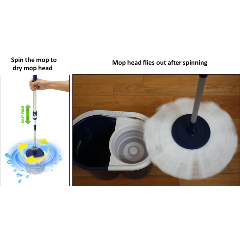 Twist and Shout Mop - Award Winning Hand Push Spin Mop from the Original  Inventor - 2 Microfiber Mop Heads Included