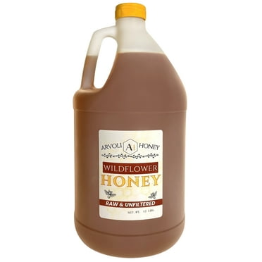 Raw & Unfiltered Wildflower Honey - 1 GALLON of HONEY - 12 lb Jug - BULK HONEY by Arvoli Honey
