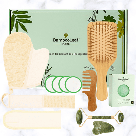 Eco-Friendly Self-Care Gift Box – Bamboo Comb Jade Roller Konjac Sponge Reusable Makeup Pads Headband Bath Glove & Strap – Ideal for Women’s Spa Day Eco-Friendly Self-Care Gift Box – Bamboo Comb Jade Roller Konjac Sponge Reusable Makeup Pads Headband Bath Glove & Strap – Ideal for Women’s Spa Day