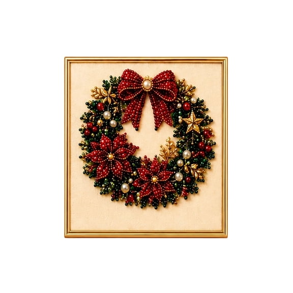 DIY Christmas Pearl Diamond Painting Art Kit with Frame, Easy 3D Pearl Bead Art Set For New Crafters, Relaxing Stress Relief Activity, Household Wall And Tabletop Ornament
