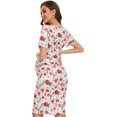 thumbnail image 5 of Maternity Dresses for Daily Baby Shower and Photography, Side Ruching Womens Bodycon Dress, Short Sleeve, Red Rose, Small, 5 of 6