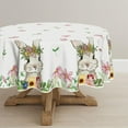 thumbnail image 3 of Easter Tablecloth 60×60 Inch Round, Spring Flower Bunny Washable Table Cover for Party Picnic Dinner Decor, 3 of 6