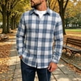 thumbnail image 2 of SAWOBUUN Men's Plaid Flannel Shirt Long Sleeve Button Down Casual Soft Brushed Checkered Shacket, 2 of 9