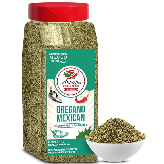 Dried Mexican Oregano (4 oz Bottle) – Fresh and Fragrant Dried Whole Leaves – Great in Mexican Recipes like Pasole, Stews, Salsa, Meats, Enchiladas by Amazing Chiles and Spices