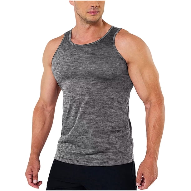 pstuiky Hombres Tanque, Camiseta deportiva informal de cuello redondo para hombre, de moda, color sólido Chaleco para hombre xxl