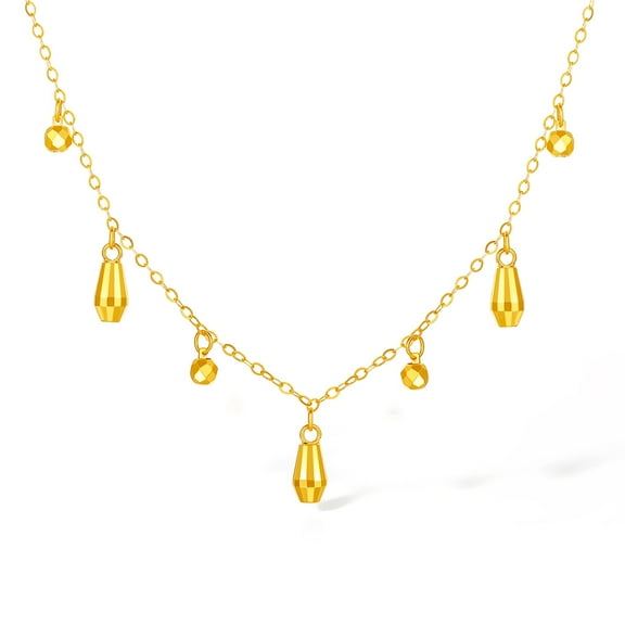 ZHOU LIU FU 18K Yellow Gold Chain Necklace for Women 15.7''-17.7''