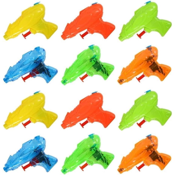 12 Pack Mini Water Squirt Guns – Plastic Water Blasters 20 ft Range for Pool. Beach & Party