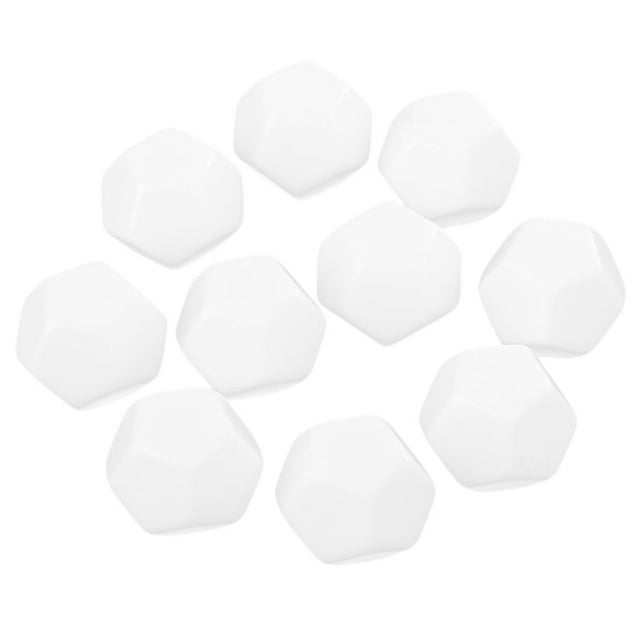 MERIGLARE Set of 10 Blank D12 16mm Rounded Corner Die for Board Game Accessories White