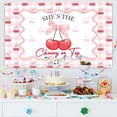 thumbnail image 2 of Cherry on Top Backdrop Cherry Theme Bow First Birthday Photography Background for Girl Pink Gingham Sweet 1st Birthday Party Decorations Banner Photo Booth Props, 2 of 5