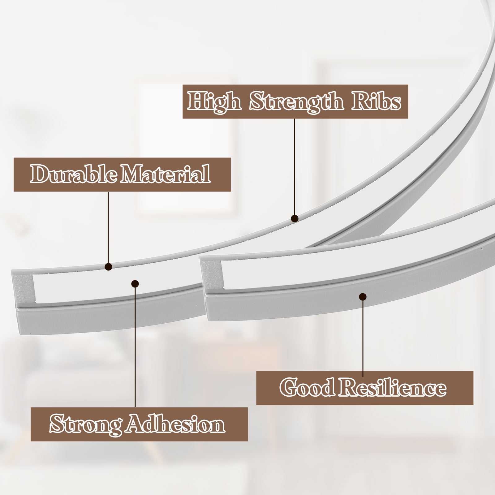 5Pack Weather Stripping, 2 Inch Wide x 9.2 Feet Long Self-Adhesive Cabinet Door Seal Strip Door Draft Stopper for Wardrobe and Cupboard, Gray