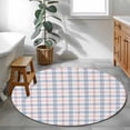 thumbnail image 4 of 3ft Round Rug, Abstract Plaid, Non-Skid Rubber Backing Large Area Rugs - Living Room Bedroom Home Office, Minimalistic Multi Colors Country Rustic Plaid Indoor Floor Mat Carpets Washable Rug, 4 of 9
