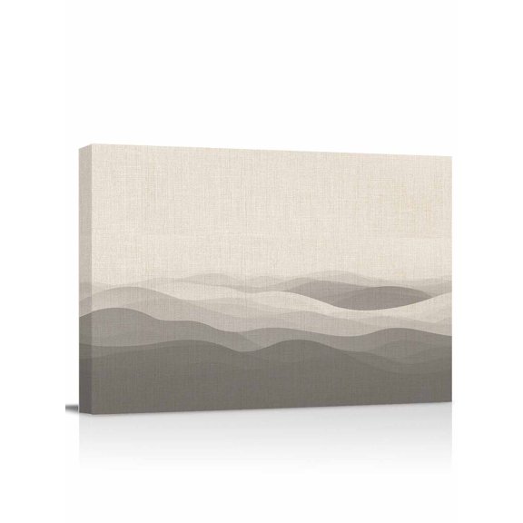 Grey Beige Ombre Wall Art for Living Room,Canvas Picture Wall Decor for Bathroom Bedroom,Minimalist Ocean Waves Linen Painting Artwork for Office Kitchen Hallway Dining Room Home Decorations 16"x20"