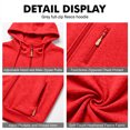 thumbnail image 7 of Dwelliawo Mens Hoodie Sweatsuit 2 Piece Solid Color Full Zip Relaxed Fit Hoodie Joggers Sport Pants Set Fleece Fall Suit with Pockets Red 3XL, 7 of 7