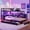 Purple+Black + MDF + Twin, variant on Integrated Desk and LED Light, 3 Storage Drawers Wooden Daybeds