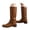 Brown, variant on Mostsola Womens Motorcycle Boots Buckle Strap Riding Boots Square Toe Pull on Mid Calf Boots