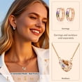 thumbnail image 4 of Linawe Rhinestone Pendant Necklace for Women, Hypoallergenic Stainless Steel Chain Double Circle Necklace, Interlocking Rose Gold Necklaces Moissanite Diamond Crystal Jewelry, 4 of 7