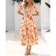 thumbnail image 5 of Vestido casual BTFBM para mujer con cuello cuadrado y manga abullonada, 5 of 9
