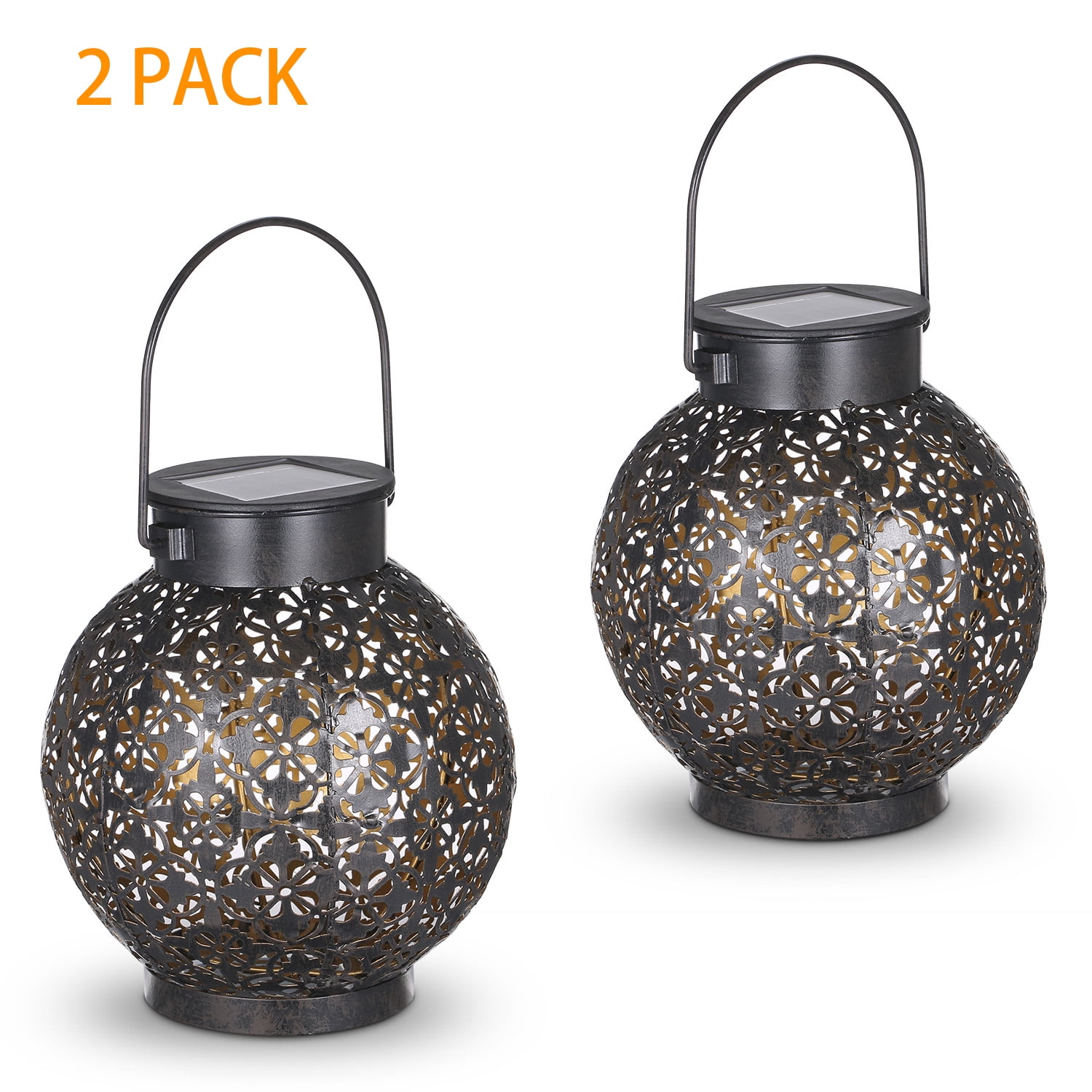 Tomshine Metal Solar Outdoor Hanging Lanterns (2 Pieces)