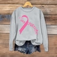 thumbnail image 4 of Hfnxid Breast Cancer Sweatshirts for Women Pink Ribbon Crewneck Sweatshirt Long Sleeve Awareness Support Pullover Gray,L, 4 of 4