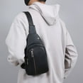 thumbnail image 5 of Djiypn Crossbody Sling Bag Men Women, Small PU Leather Casual Shoulder Backpack, Chest Daypack Satchel for Outdoor Hiking Travel, Black, 5 of 7