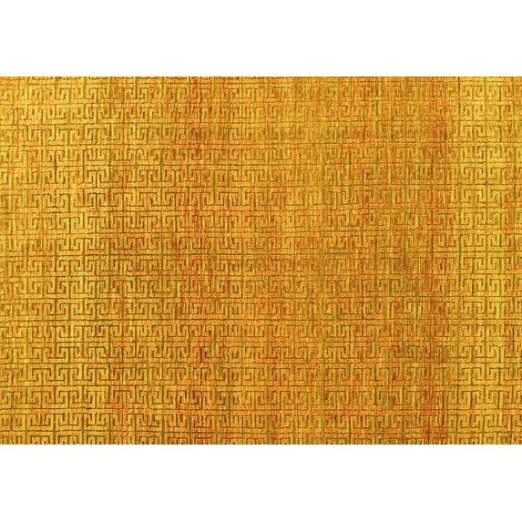 Ahgly Company Machine Washable Indoor Rectangle Abstract Yellow Modern Area Rugs, 7' x 10'