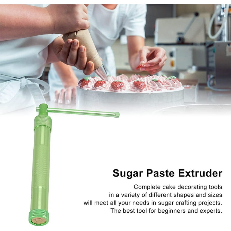 HEVERP Stainless Steel Clay Extruders Sugar Paste Extruder Cake Fondant  Decorating Tool Set (Green)
