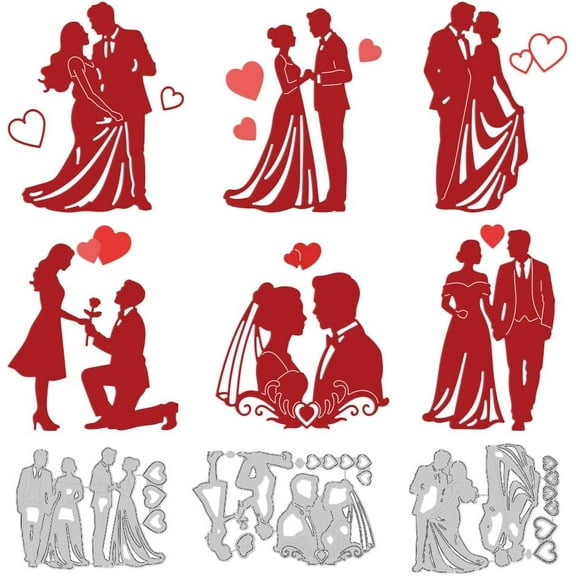 Wedding Groom Bride Cutting Dies Card Making Die Stencil Metal Die Cuts Card Scrapbooking Embossing Template Dies for Greeting Cards Craft Album Wedding Engagement Invitation Festive Decor