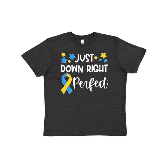 Inktastic Just Down Right Perfect Down Syndrome Awareness Ribbon Youth T-Shirt