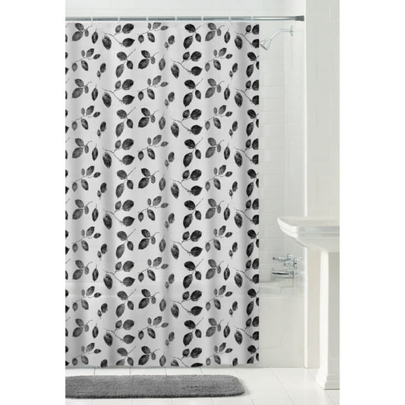 Mainstays PEVA Leaves Shower Curtain or Liner, 70" x 72", Black