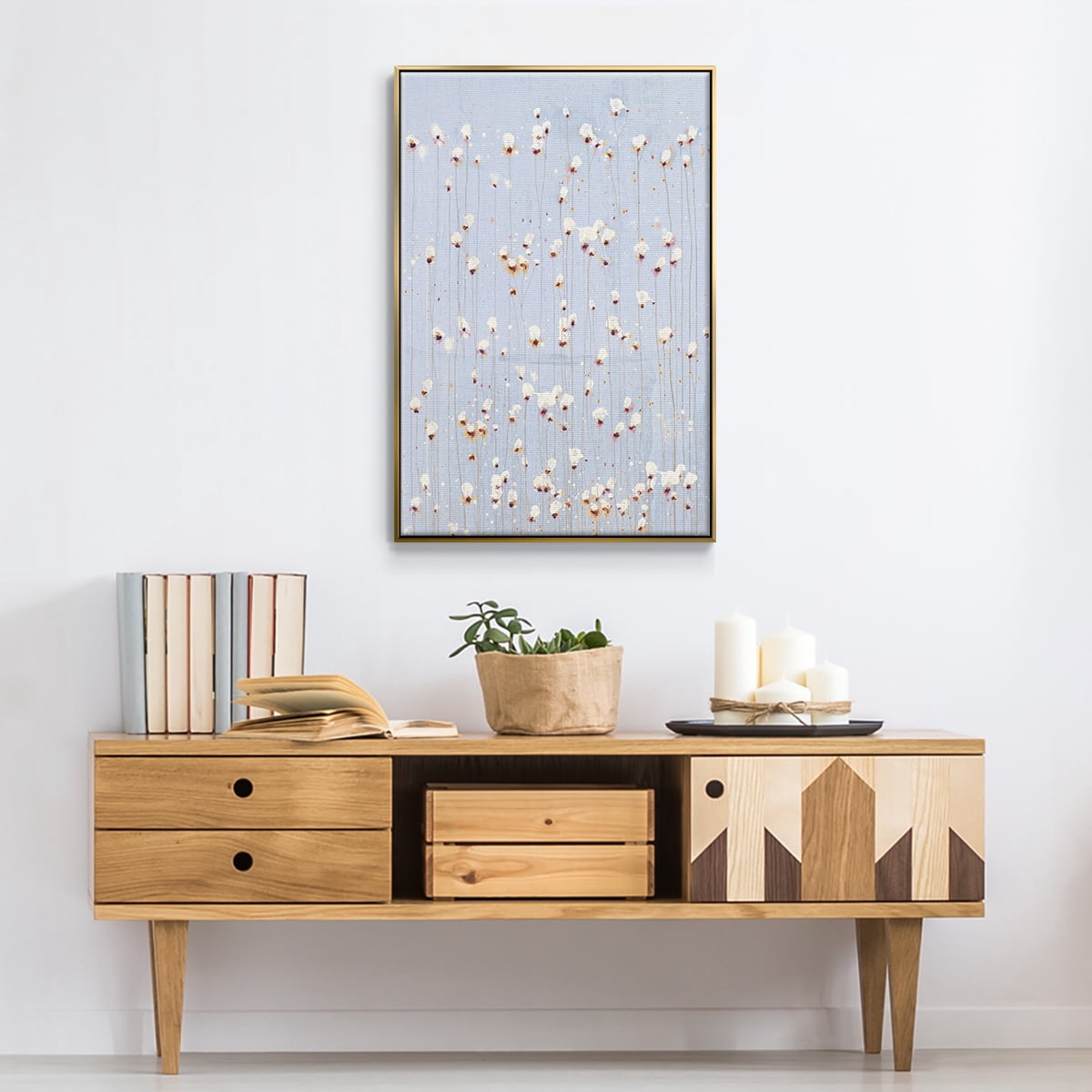 String Theory V1 Framed Premium Gallery Wrapped Canvas - Ready to Hang - 25 x 37 - Gold Floating Frame