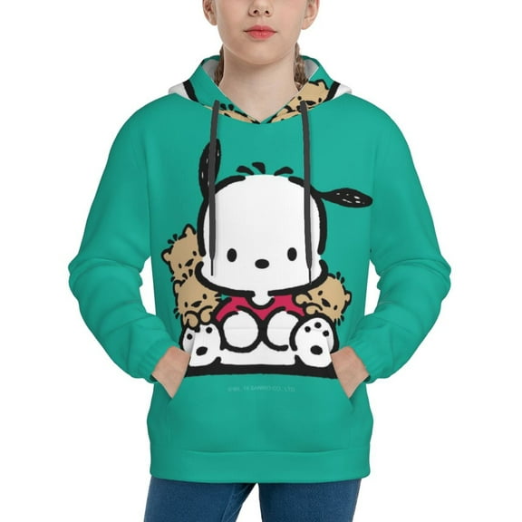Sanrio Pochacco Kids' Hoodie 3d Print Sweatshirt Soft Pullover Hooded With Big Pockets Fans Gifts For Boys Or Girls Small
