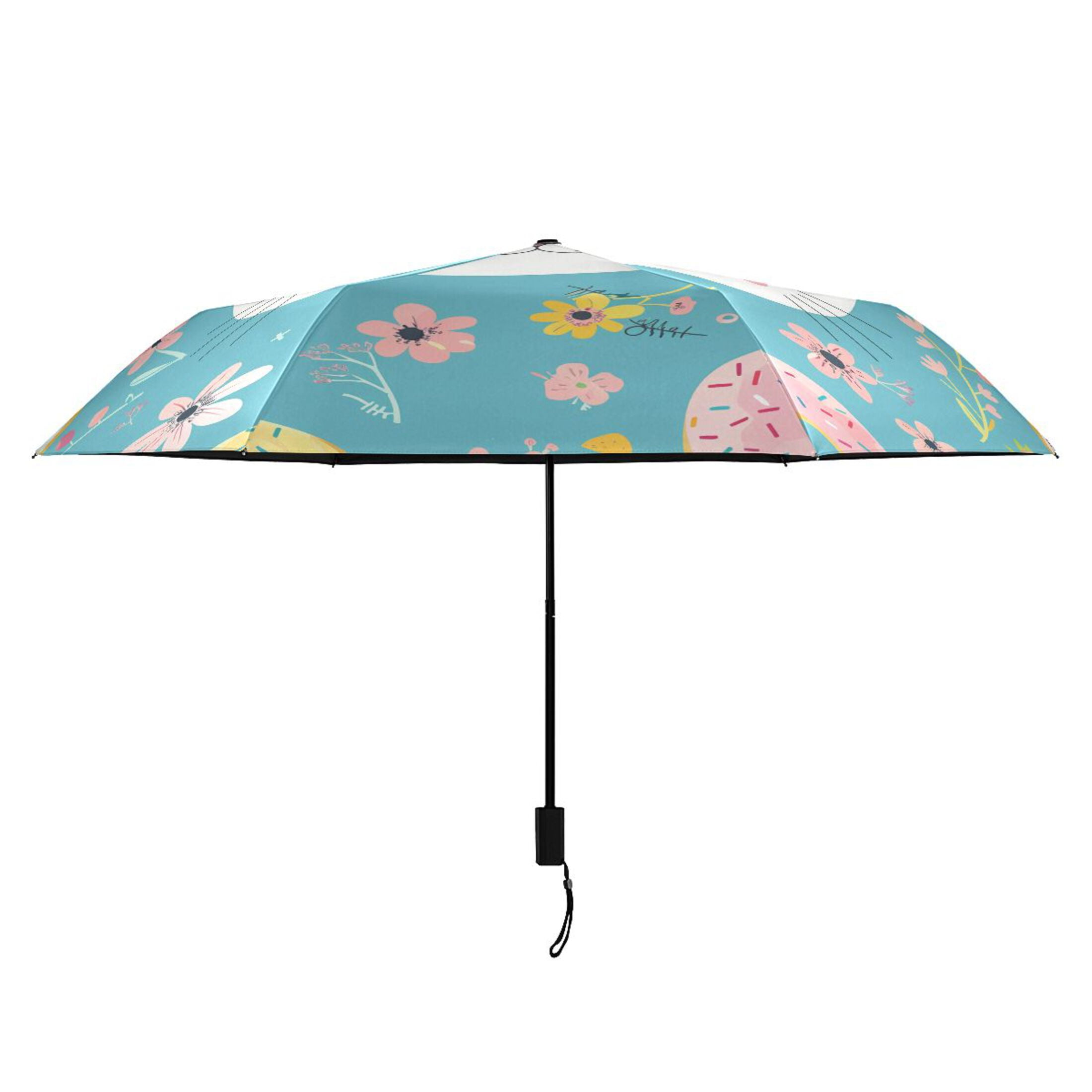 Compact Sun Umbrella Windproof Travel Umbrellas for Rain Strong Portable UV Protection Hello Cat Face