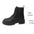 thumbnail image 4 of Womens Boots Chunky Heel Round Toe Lace Up Solid Color Belt Buckle Womens Mid-Heel Warm Ankle Boots Black 7.5, 4 of 9