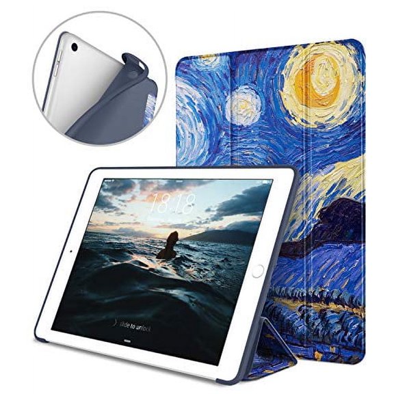 DTTO iPad 9.7 Case 2018 iPad 6th Generation Case/2017 iPad 5th Generation Case, Slim Fit Lightweight Smart Cover with Soft TPU Back Case for iPad 9.7 2018/2017 [Auto Sleep/Wake] - Starry Nig