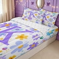 thumbnail image 3 of meiyoeat Daisy Floral K Letter Zipper Twin Comforter Sets with Fitted Sheet and 2 Pillowcases for Women Girls, Purple Princess Cartoon Zipper Bedding Set, Reversible, 4 Pieces, 3 of 6