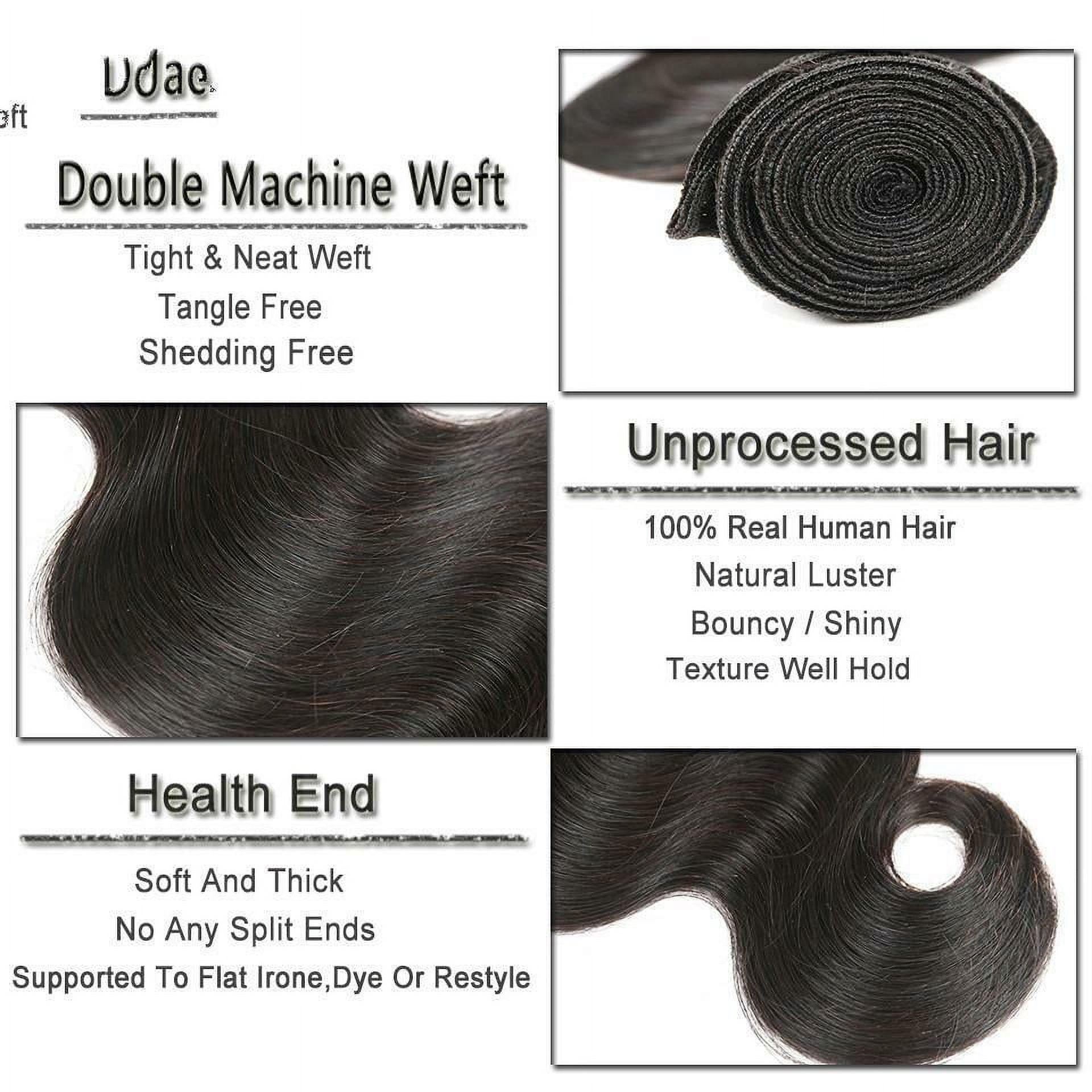 Ustar Body Wave Bundles with Frontal Human Hair Bundles with Lace Frontal (20 22+22, Natural Black) Brazilian Body Wave Hair Virgin Hair Ear to Ear 13x4 Frontal with 2 Bundles