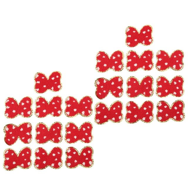 Parches de lazos rojos Jadeshay 20 piezas termoadhesivos
