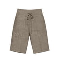thumbnail image 4 of Only Moment Women's Summer Shorts Bamboo Nodes Cotton Casual Loose Elastic Waist Drawstring Beach Cover Up Shorts Cargo Shorts Khaki,M, 4 of 6