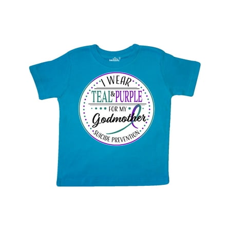 

Inktastic Suicide Prevention- I Wear Teal and Purple for My Godmother Gift Toddler Boy or Toddler Girl T-Shirt