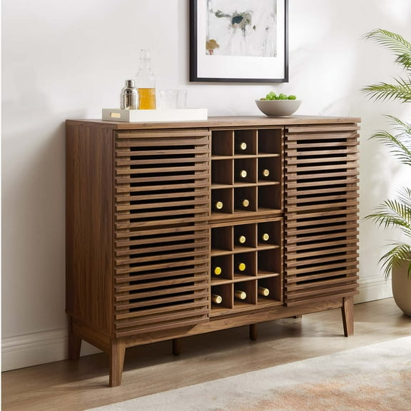 Modway Render Bar Cabinet in Walnut
